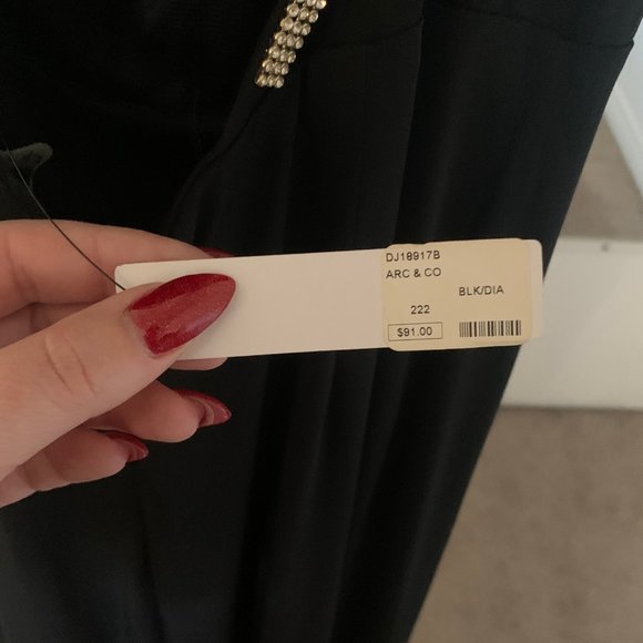 Ark & Co Black Long Dress With Rhinestone Straps - Picture 6 of 6